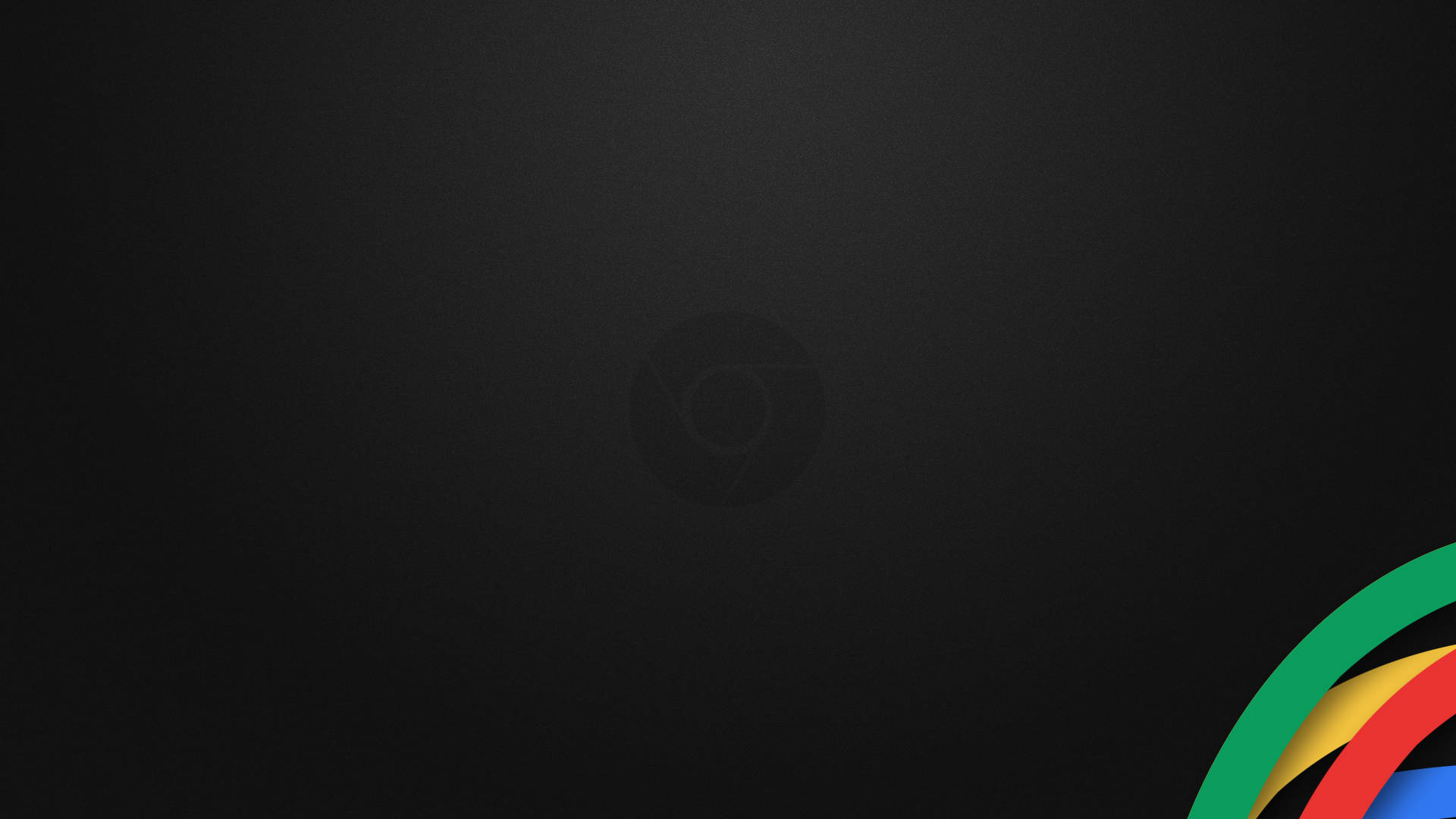 深色背景，帶有微弱的 Chrome 標誌和色彩繽紛的 Google 標誌弧線。