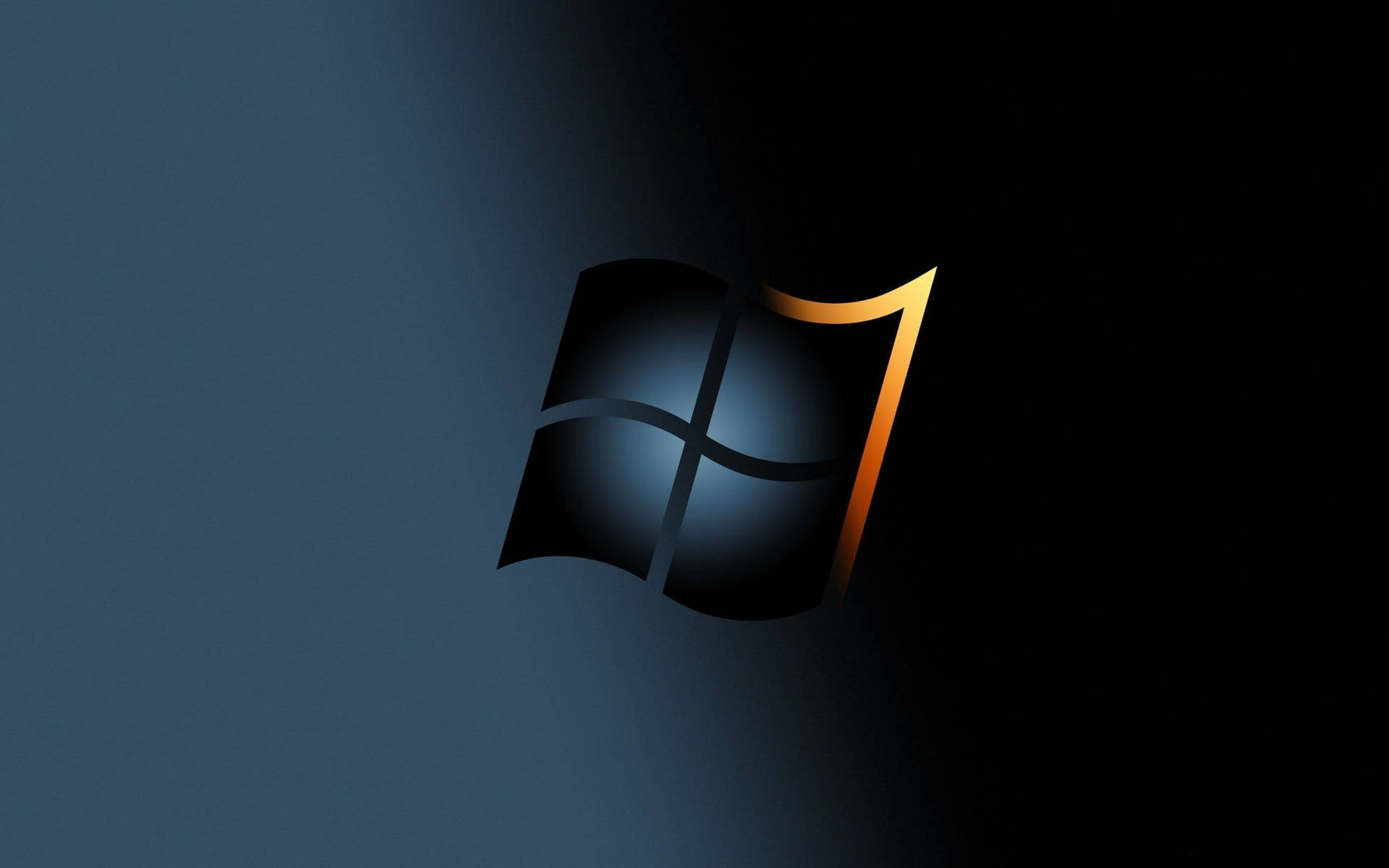 深藍色漸變背景上帶有金色邊框的 Windows 7 標誌。
