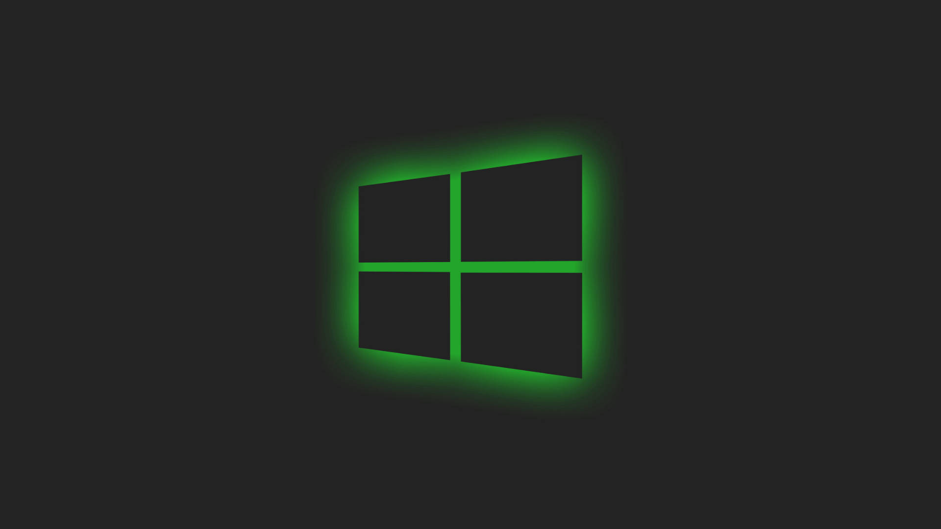 深色背景上發光的綠色Windows標誌