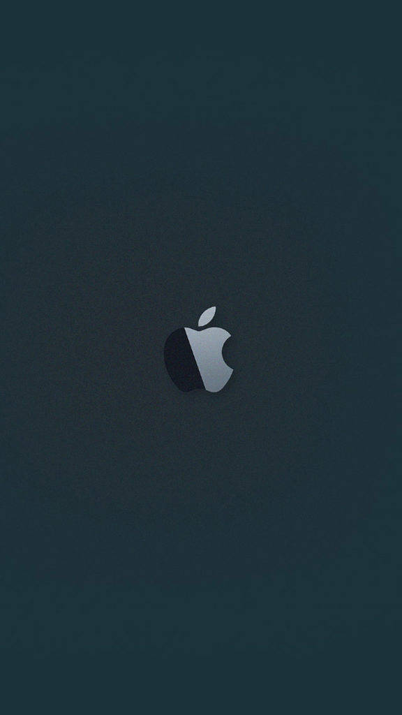 黑色Apple iPhone 咬了一口蘋果標誌 壁紙 — 一個極簡的Apple標誌，居中放置在深青綠色紋理背景上，帶有微妙的漸變照明。