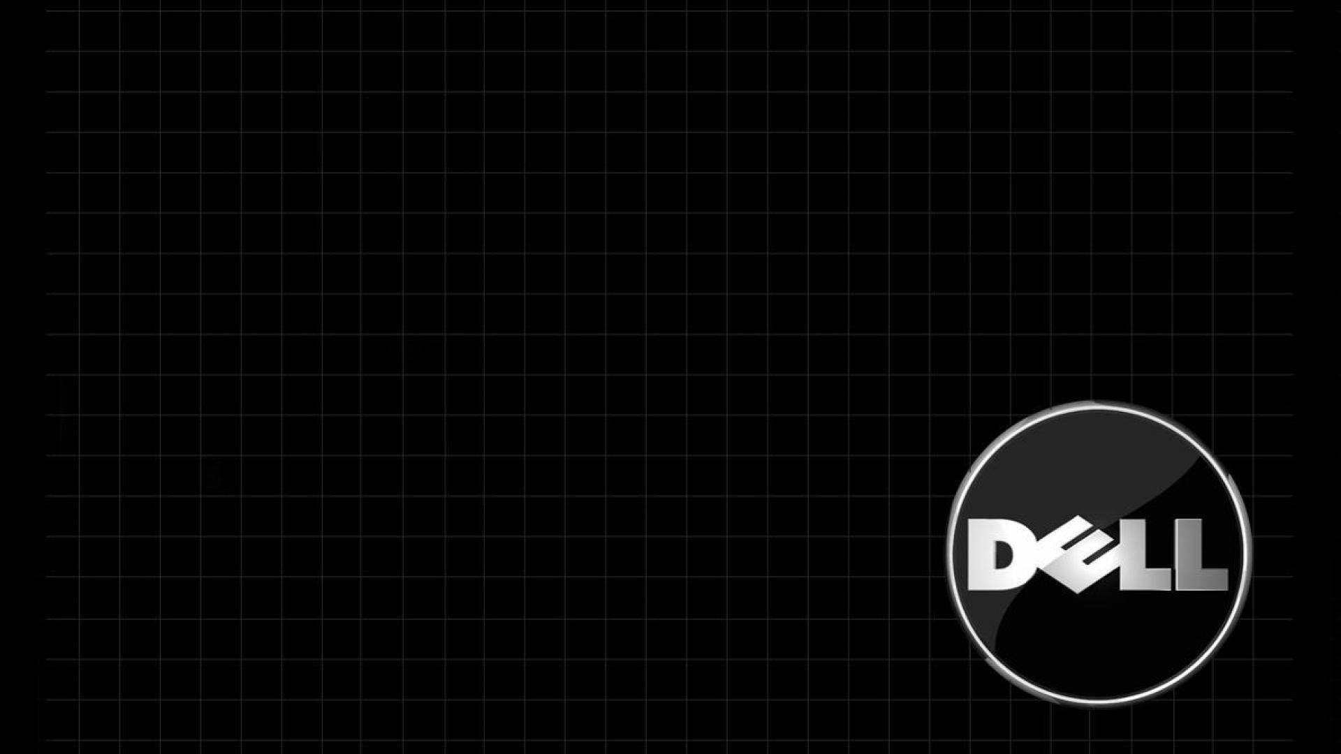 黑色Dell HD標誌 壁紙 — 一個銀色和黑色的時尚Dell標誌，放置在極簡網格背景上。