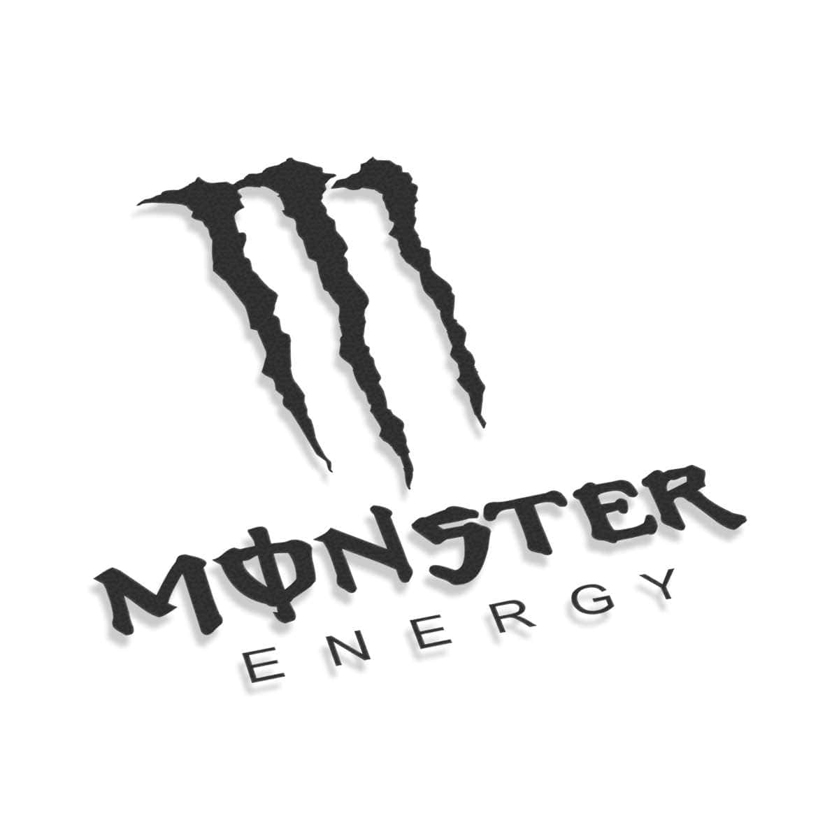 Monster Energy 桌布 壁紙 — 黑色Monster Energy標誌，帶有爪痕和粗體文字，置於潔淨的白色背景上。