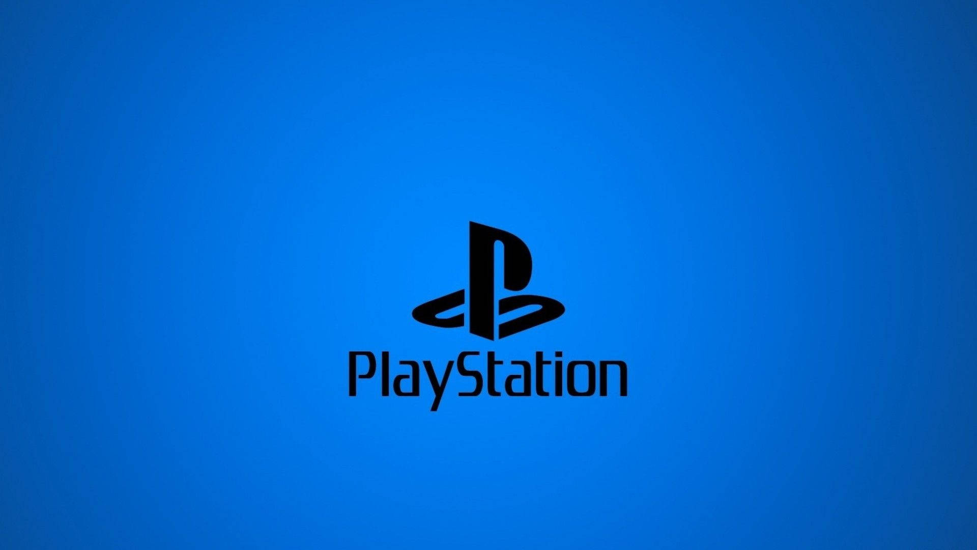 遊戲 桌布 壁紙 — 黑色PlayStation標誌居中於純藍色漸變背景上。