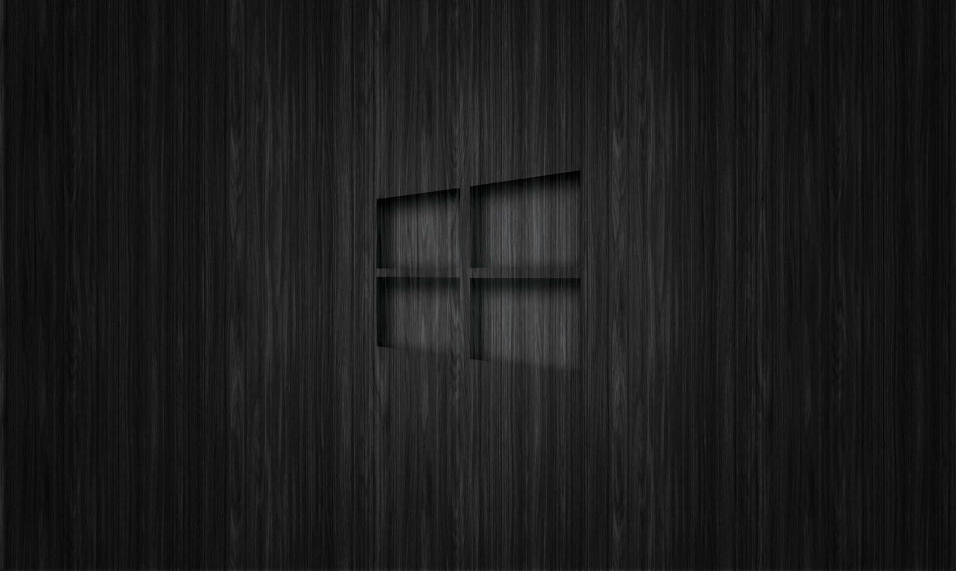 帶浮雕Windows標誌的黑色木紋壁紙