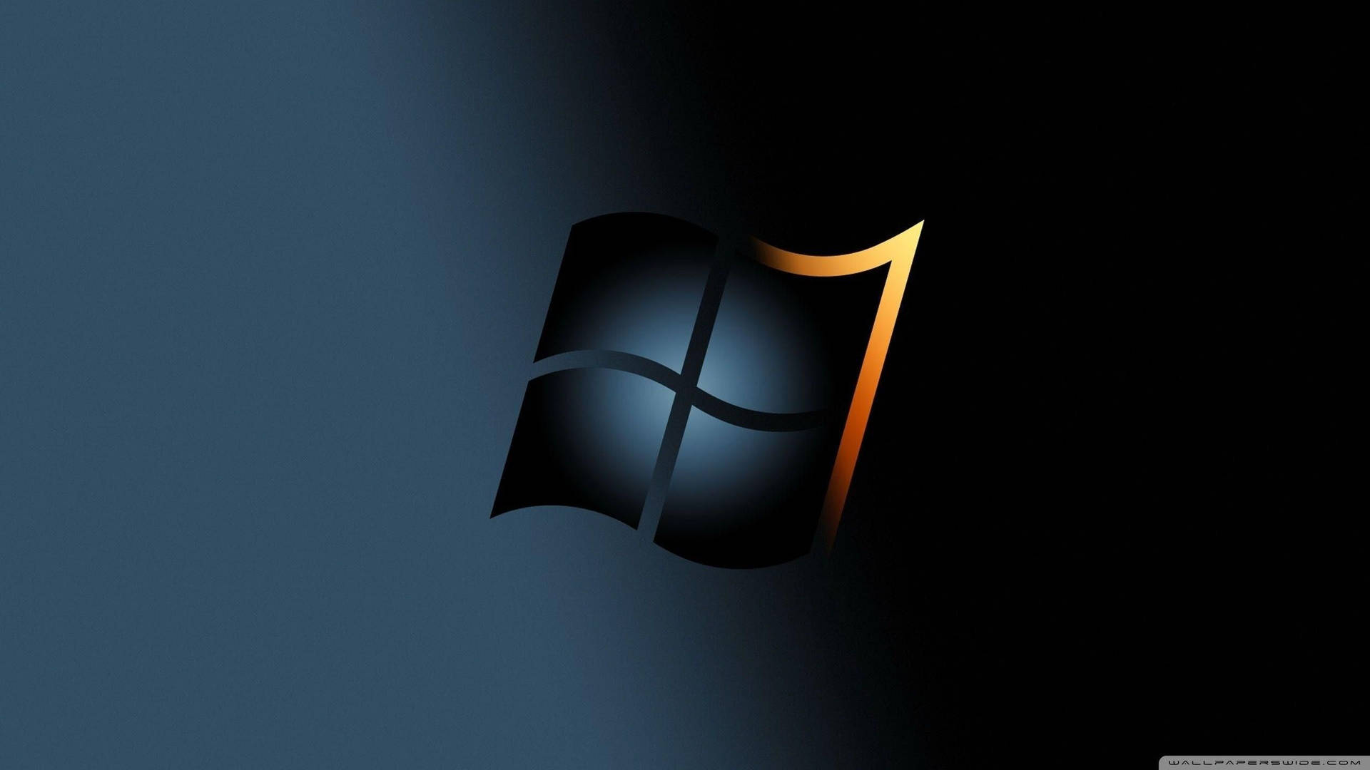 Windows 7 標誌在深藍色漸變背景上帶有金色高光。