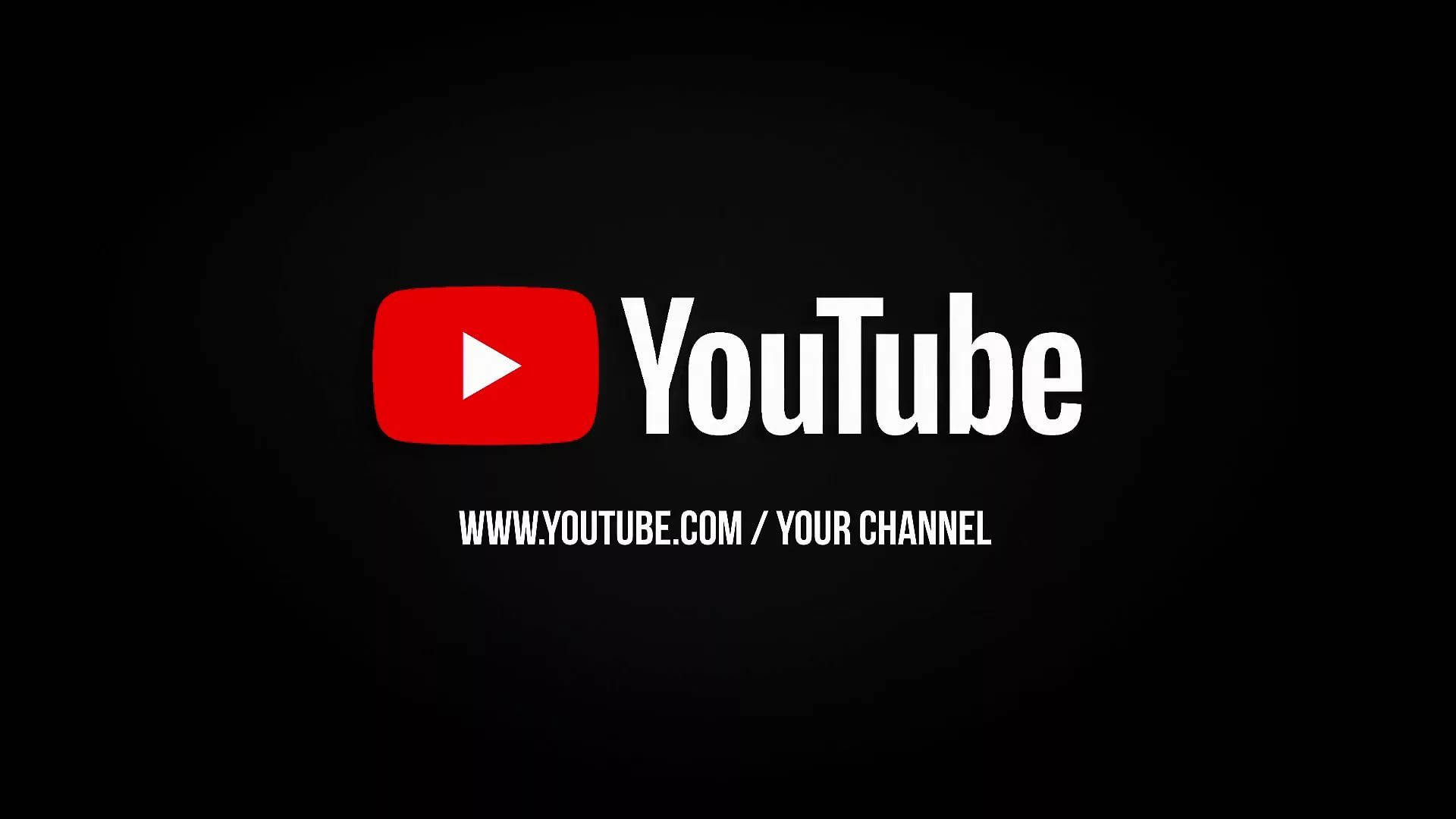 黑色YouTube你的頻道 壁紙 — YouTube 標誌，紅色播放按鈕和白色文字在黑色背景上，下方有頻道網址。