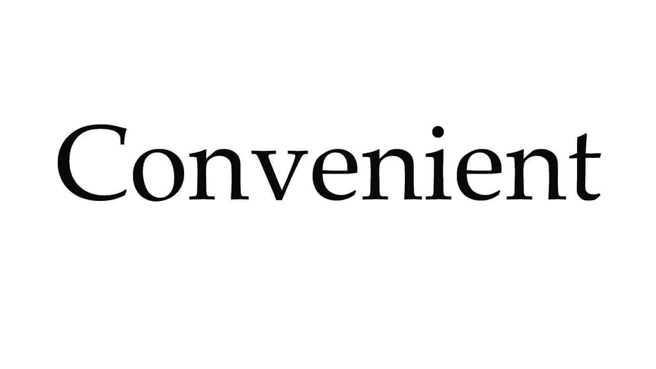 「convenient」呢個詞用黑色襯線字體顯示喺白色背景上。