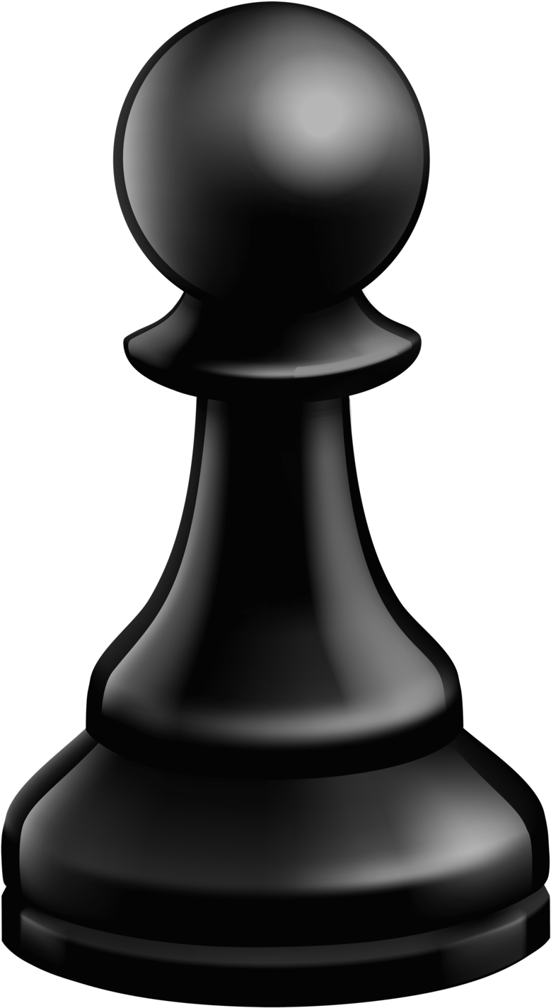 黑色國際象棋兵 壁紙 — 一個光澤的黑色國際象棋兵孤立地站在純黑色背景上，柔和的高光定義了其光滑的形狀。
