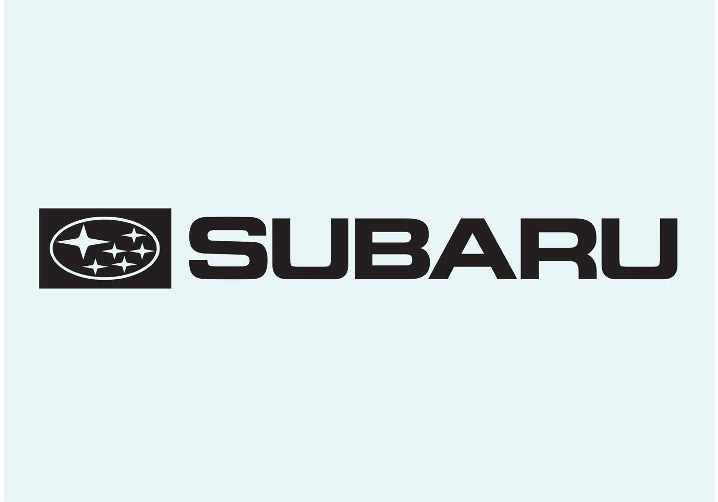 黑色字體斯巴魯標誌 壁紙 — Subaru 標誌，帶有其標誌性的星星徽章和粗體文字，背景為淡藍色。