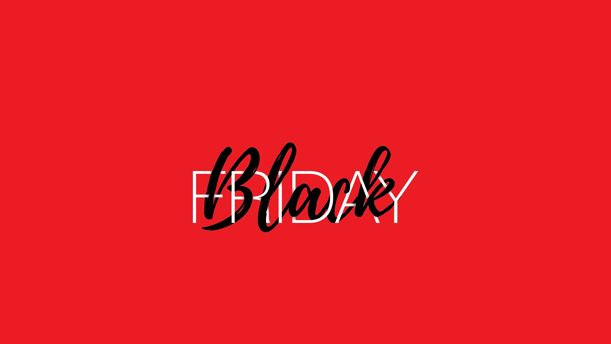 黑色星期五紅色藝術 壁紙 — 大膽的黑白「Black Friday」文字居中在鮮豔的紅色背景上。