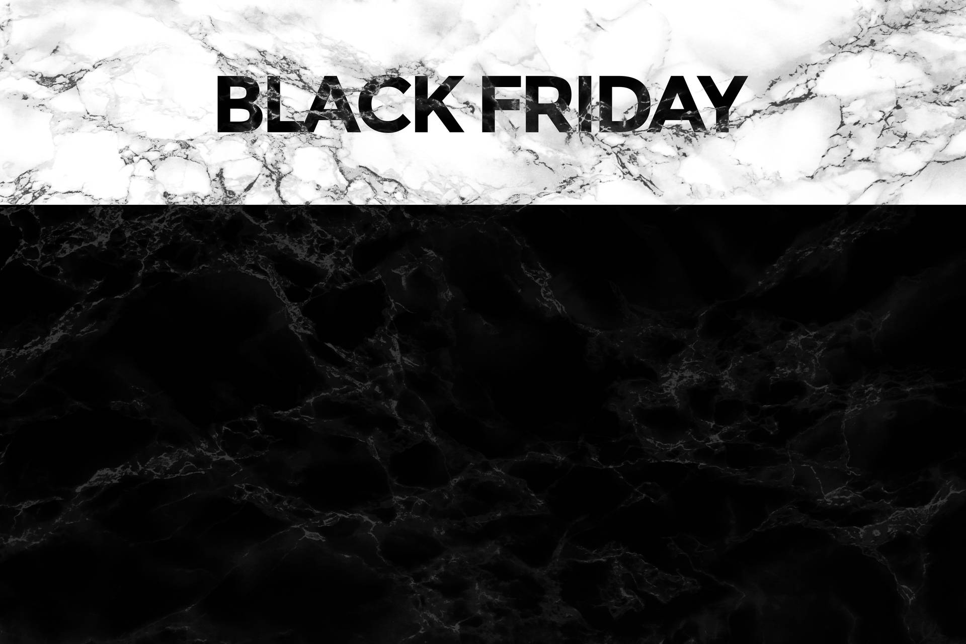 黑白大理石背景，帶有寫著Black Friday的大膽黑色文字。