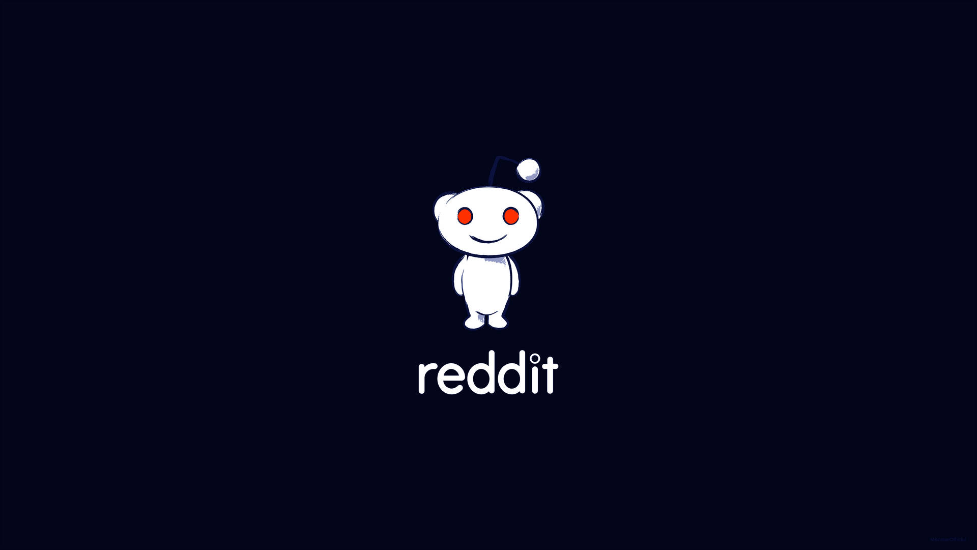 白色外星人吉祥物，紅眼睛，藍帽子，深色背景，有reddit文字。
