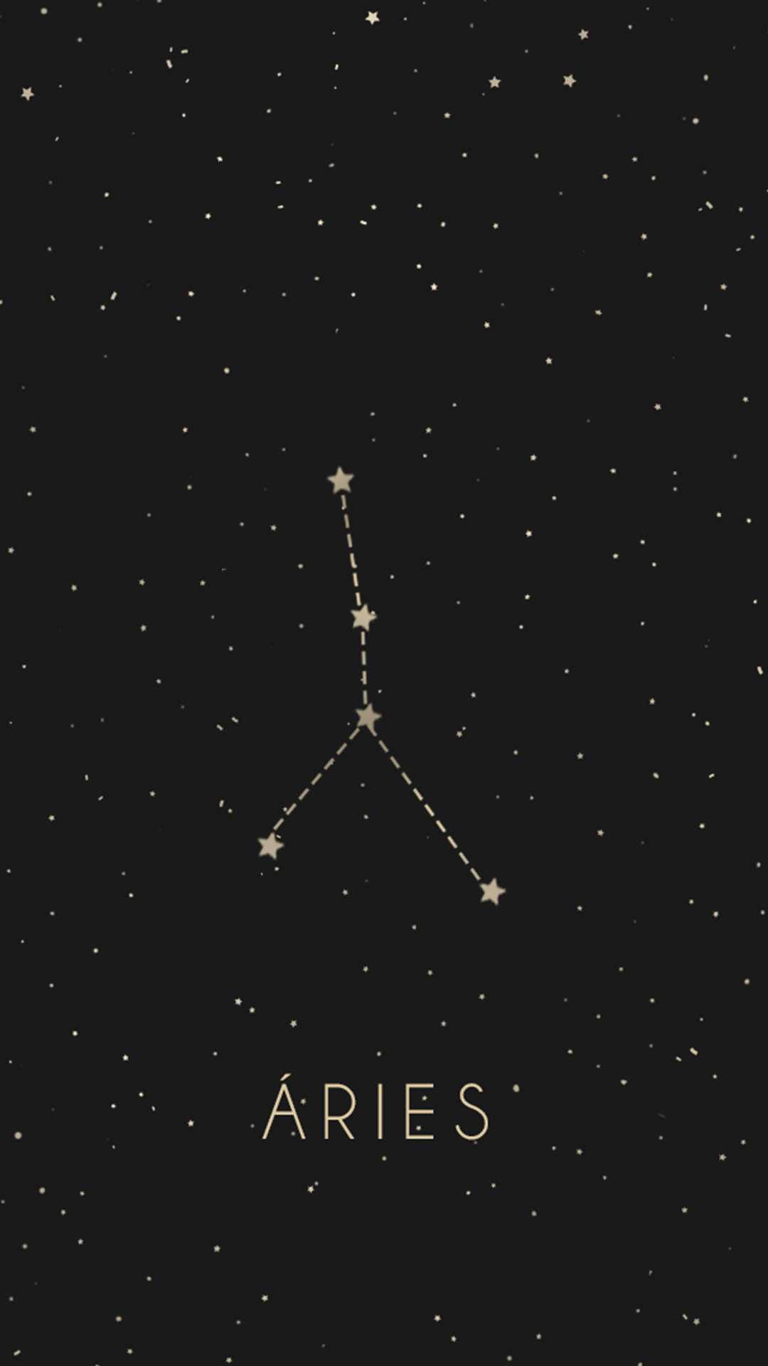 金色白羊座在繁星點點的夜空上，下方有白羊座字樣。