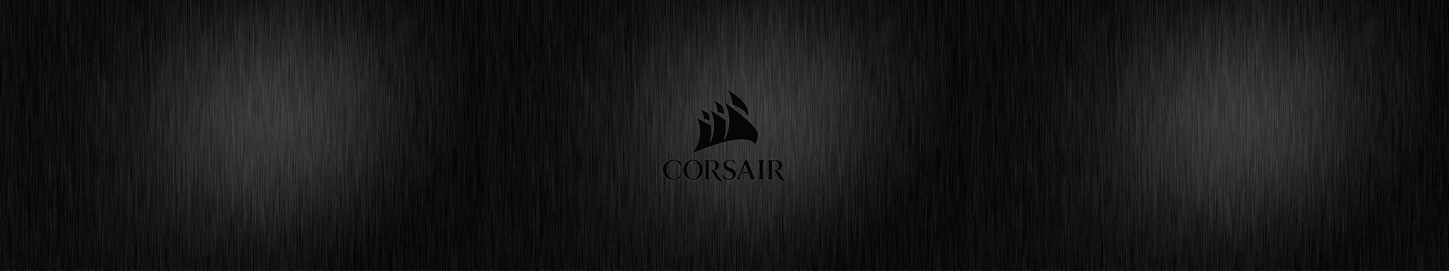 Corsair標誌在拉絲金屬背景上，帶有漸變燈光