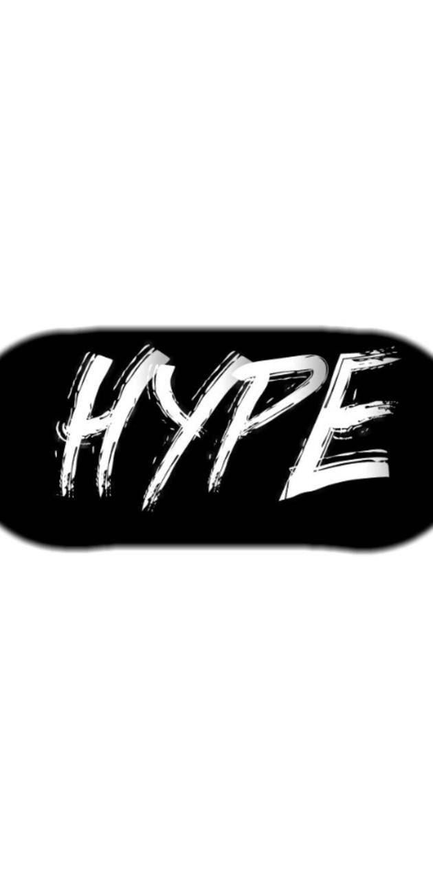 Hype Simple 壁紙 — 黑色滑板板面，中央有粗體白色刷筆文字拼出「HYPE」，背景為純白色。