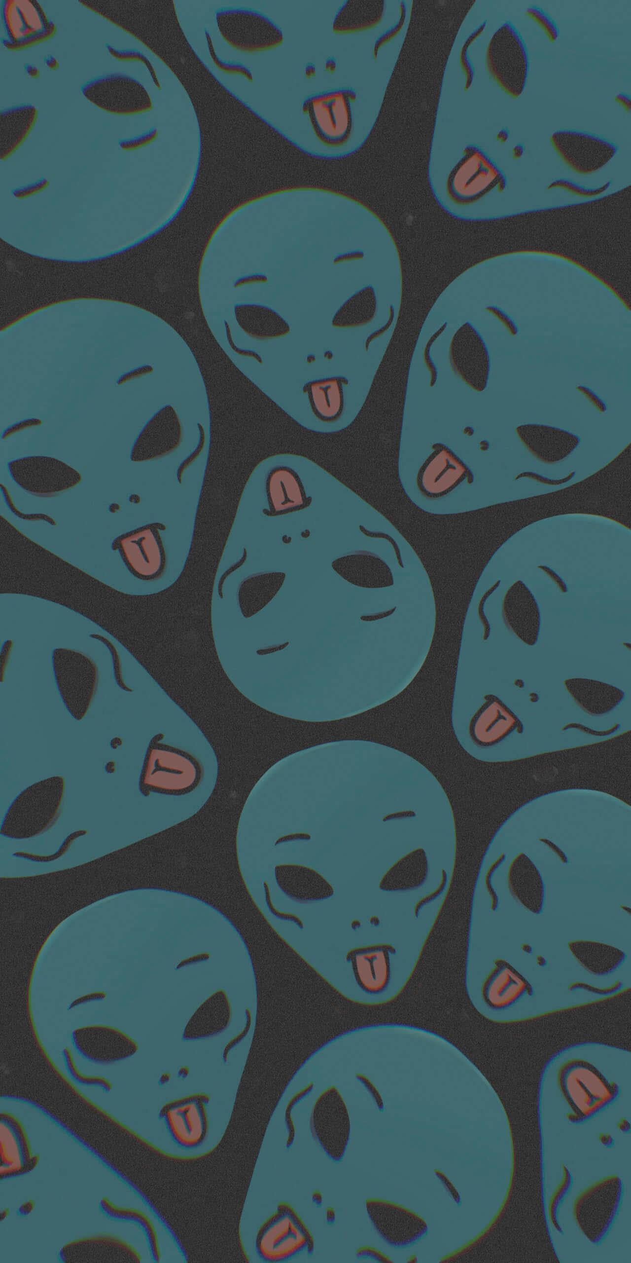 黑色背景上伸出舌頭的外星人 壁紙