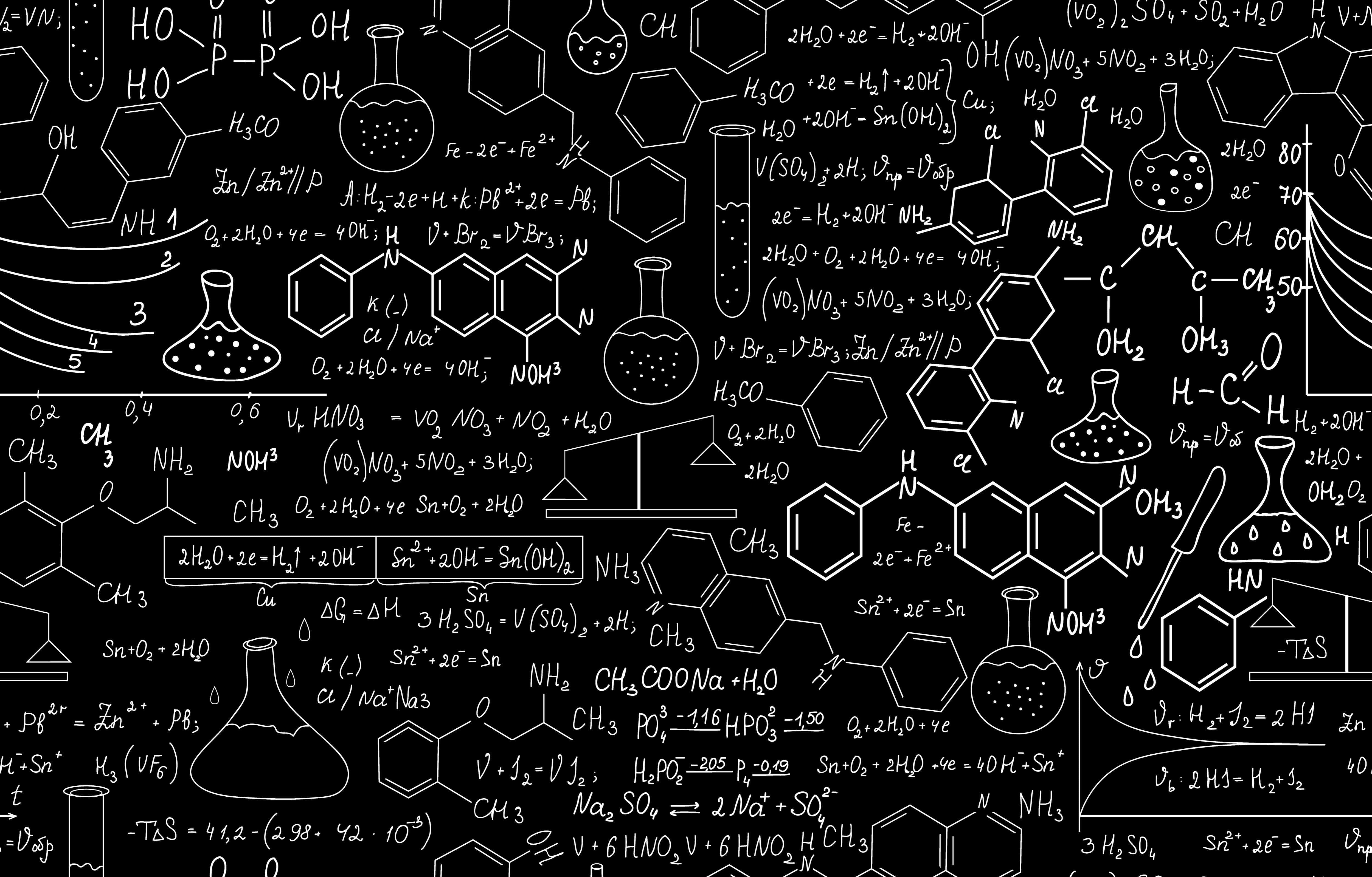 黑色背景上面有好多科學公式 壁紙
