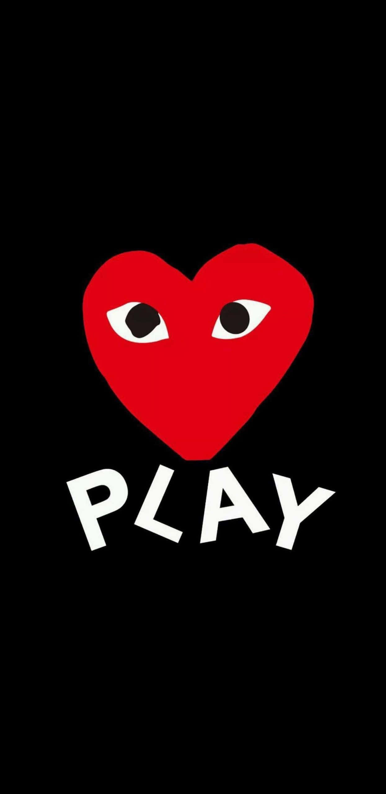 黑色背景上帶有紅色心形的Play標誌 壁紙