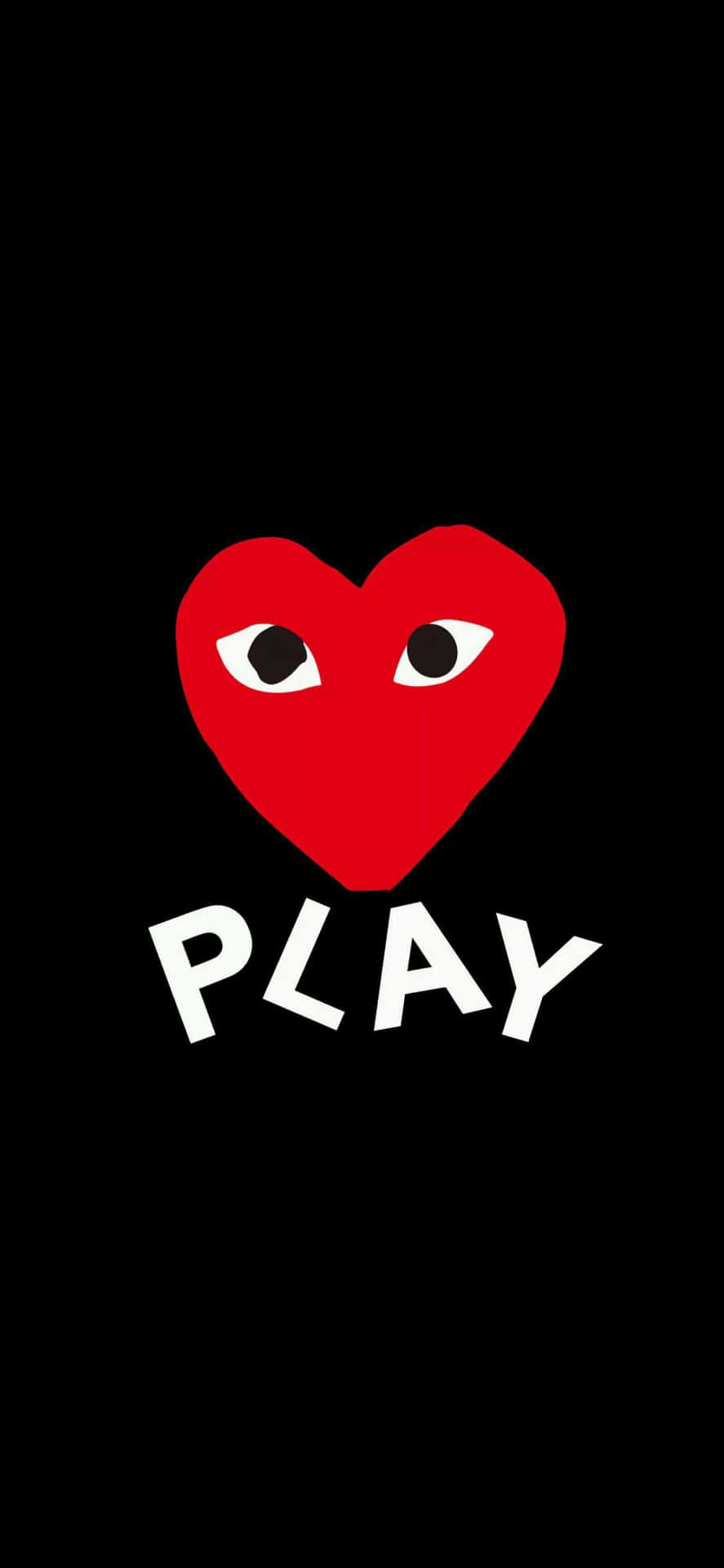 紅色心形有眼睛和 play 字樣，黑色背景
