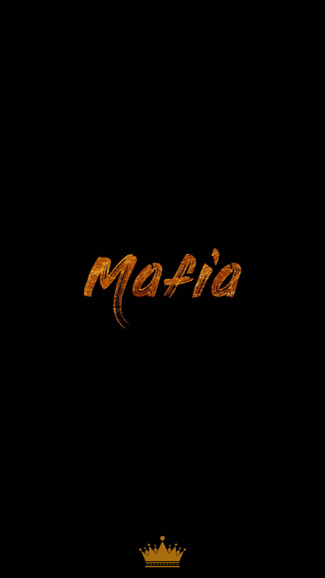 金色閃爍文字寫著「Mafia」，下方有一個小皇冠，背景為黑色。