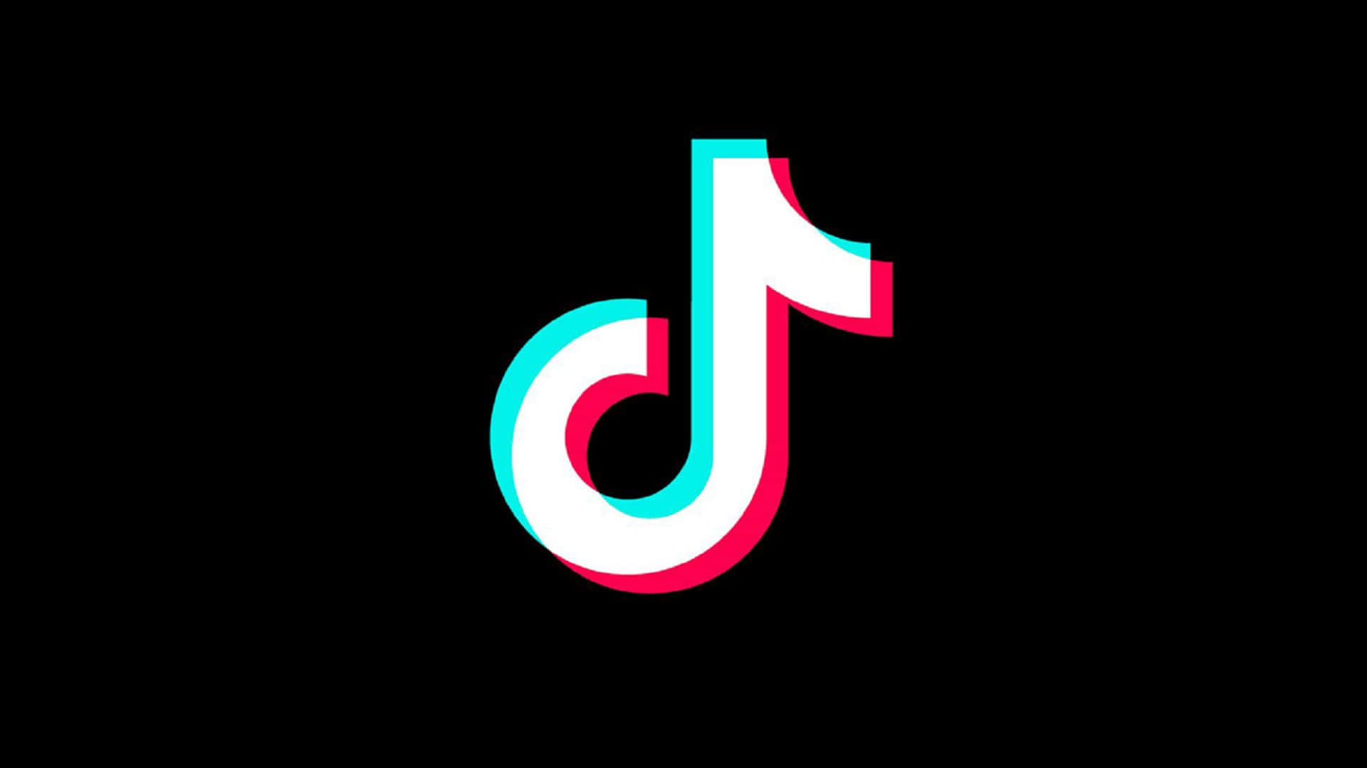TikTok 應用程式標誌，帶有故障效果，黑色背景