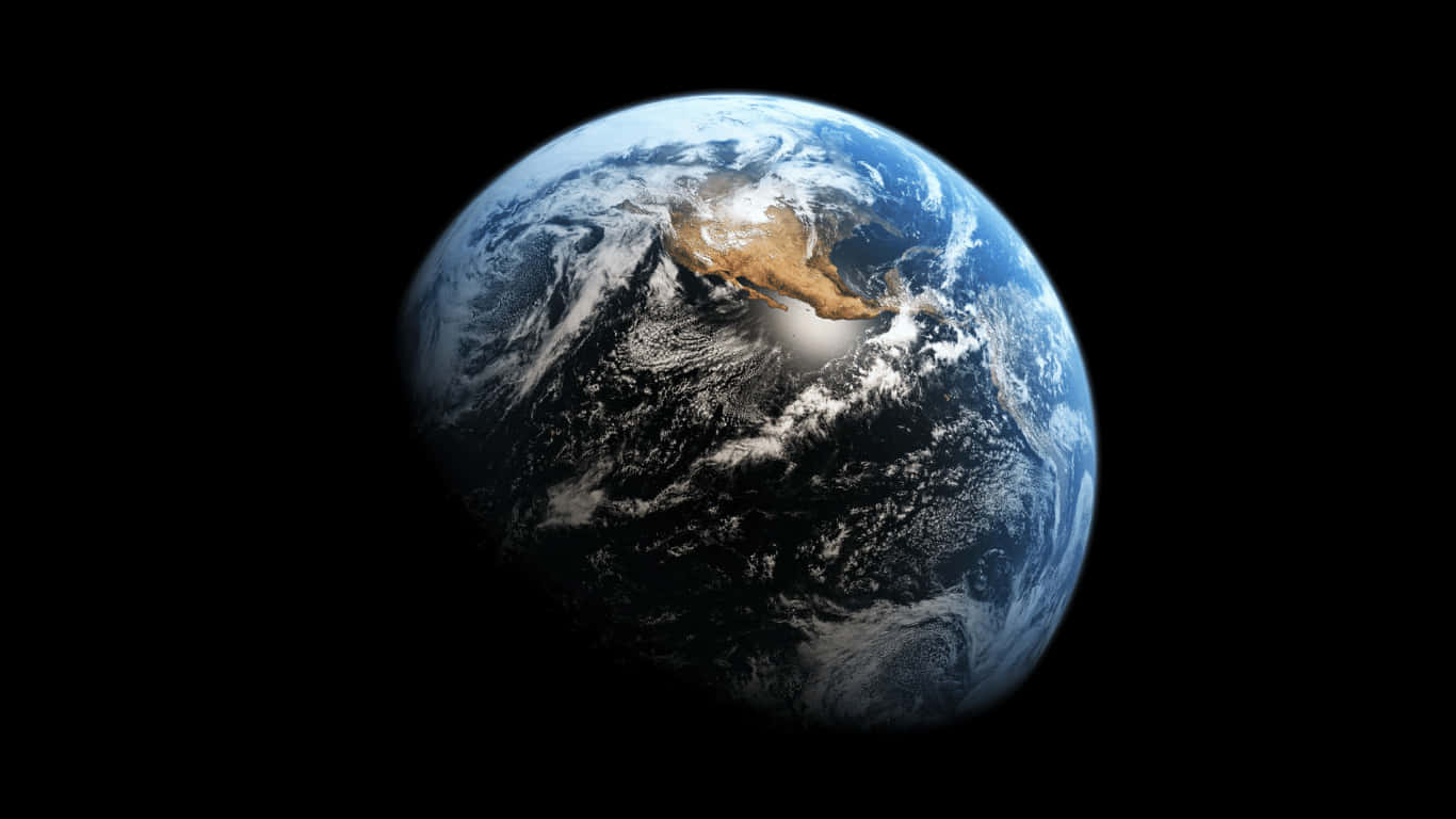 從太空看到的地球，可見大陸、海洋和雲層。
