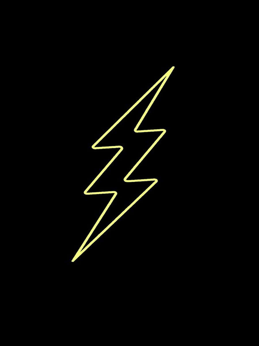 黑色背景上的霓虹黃色閃電