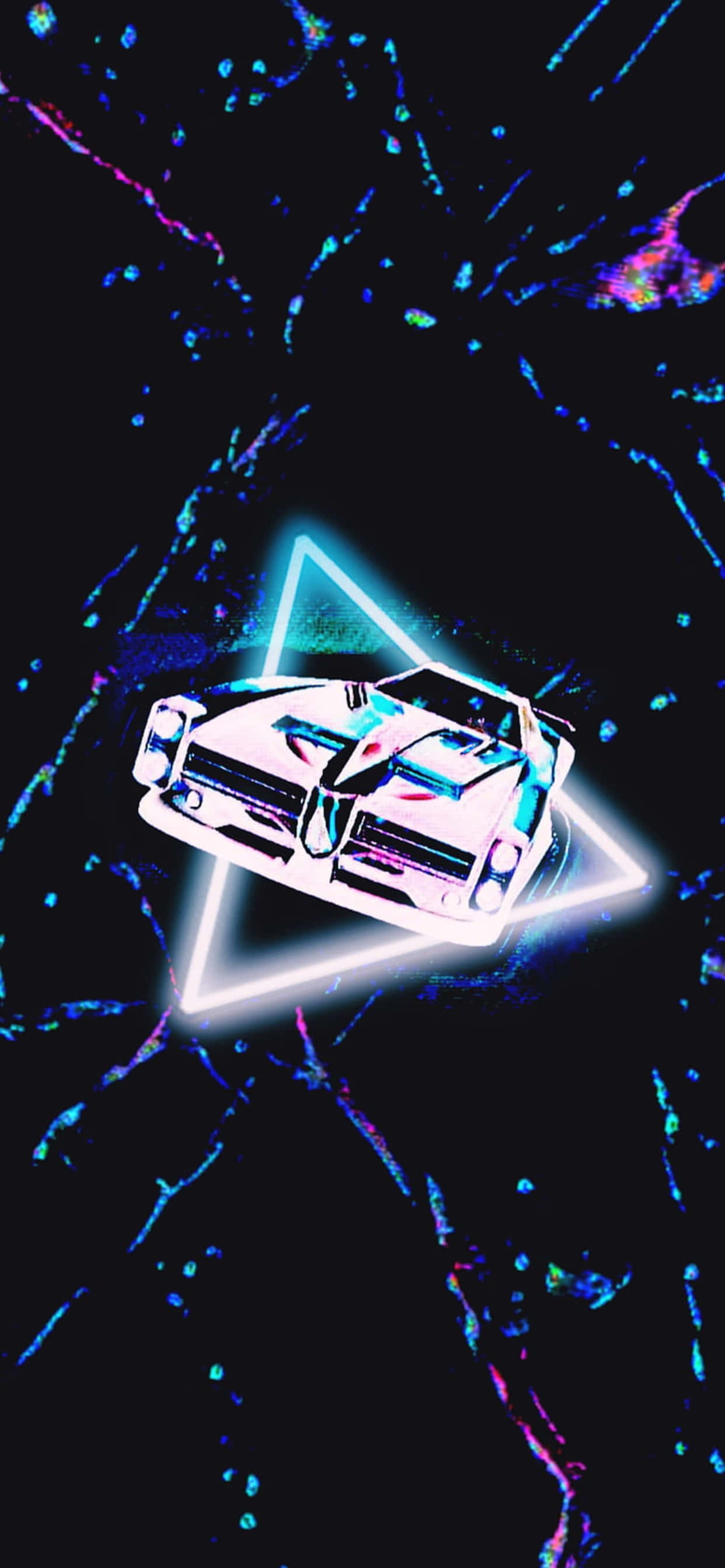 黑色背景上的霓虹賽車 壁紙