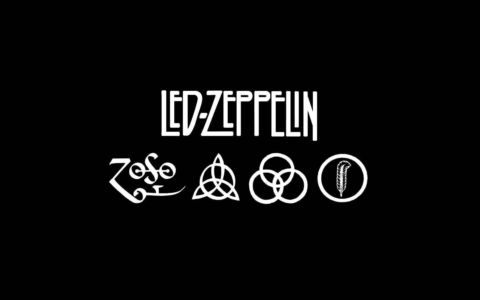 黑色背景上的Led Zeppelin樂隊標誌和符號