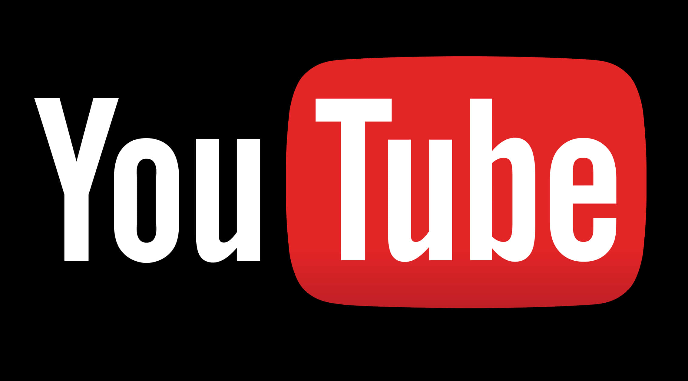 YouTube Logo 桌布 壁紙 — 黑色背景上紅色圓角矩形內帶白色文字的YouTube標誌。