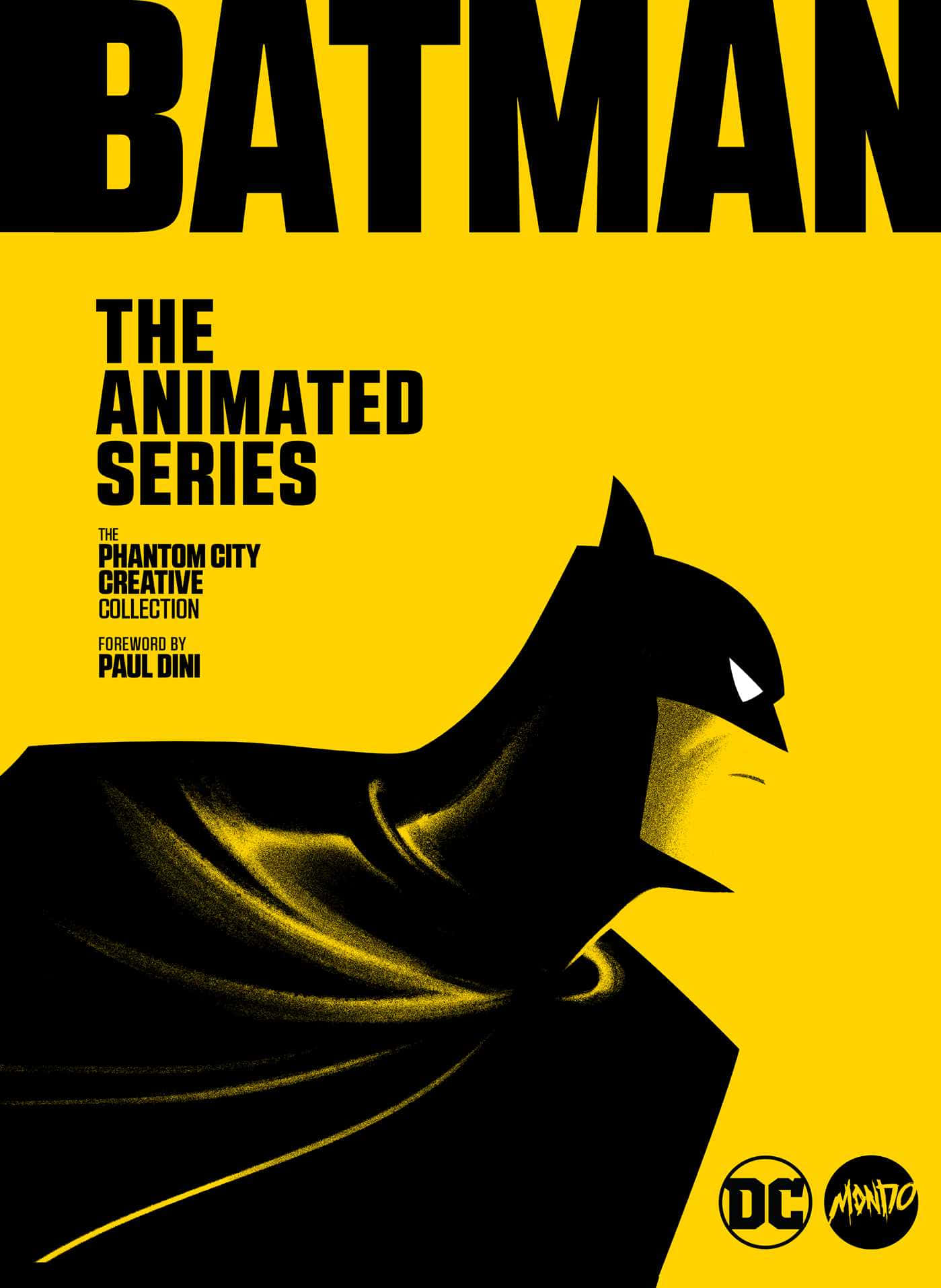 Batman Animated Adventures 桌布 壁紙 — 黑色蝙蝠俠剪影，襯以鮮黃色背景，並以粗體文字宣佈 'The Animated Series' 系列。