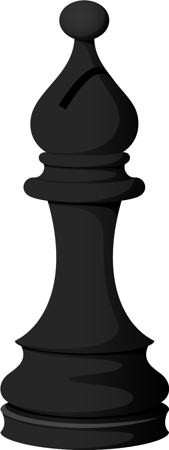黑色西洋棋主教向量圖 壁紙 — 一個時尚的黑色國際象棋兵孤立地站在純黑色背景上，微妙的陰影定義了它的形狀。