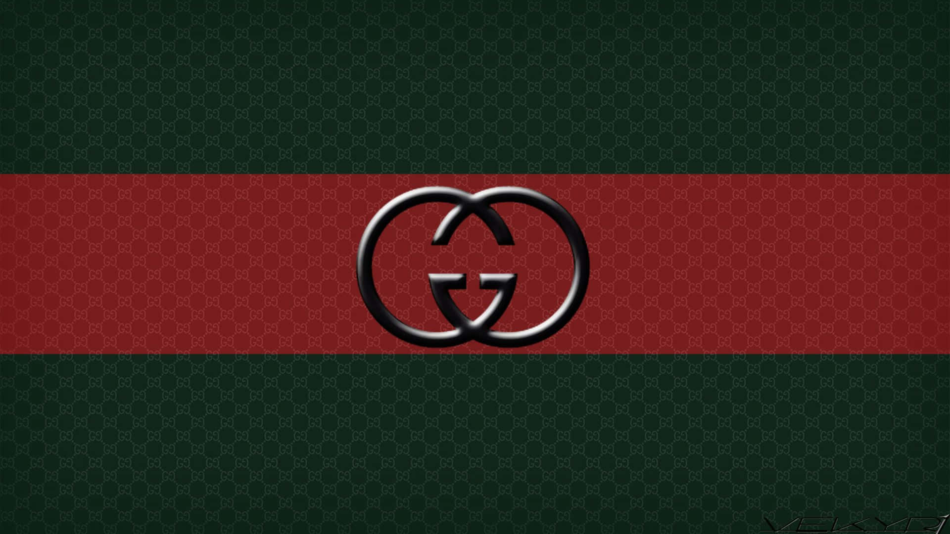 Gucci標誌在紅色和綠色字母組合背景上