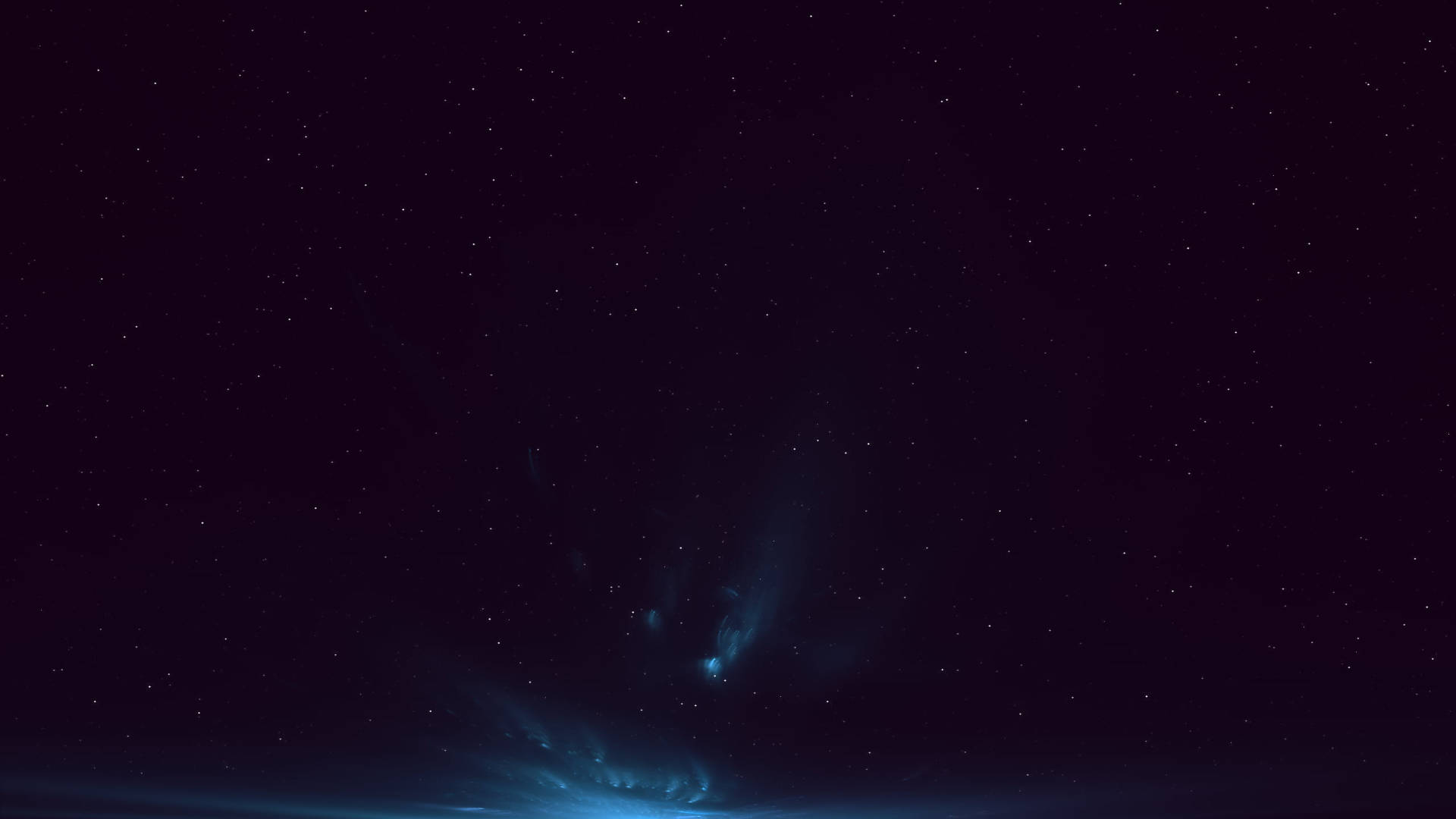 黑藍星群 壁紙 — 在黑暗夜空下，宇宙星雲在星場中散發著空靈的藍光。