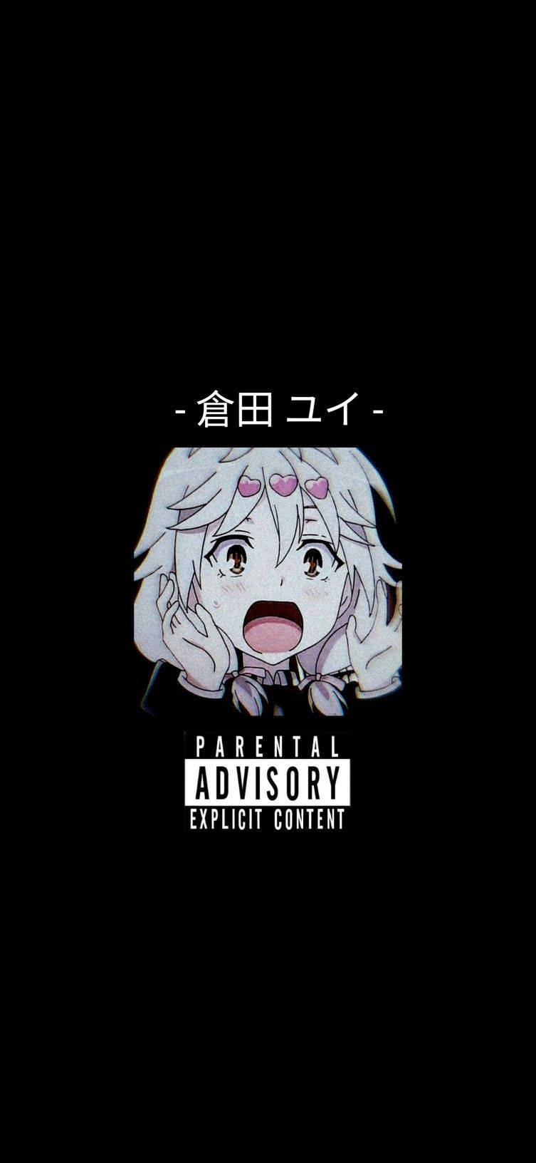 白髮粉紅心形的動畫女孩帶有家長指引標籤顯得震驚。