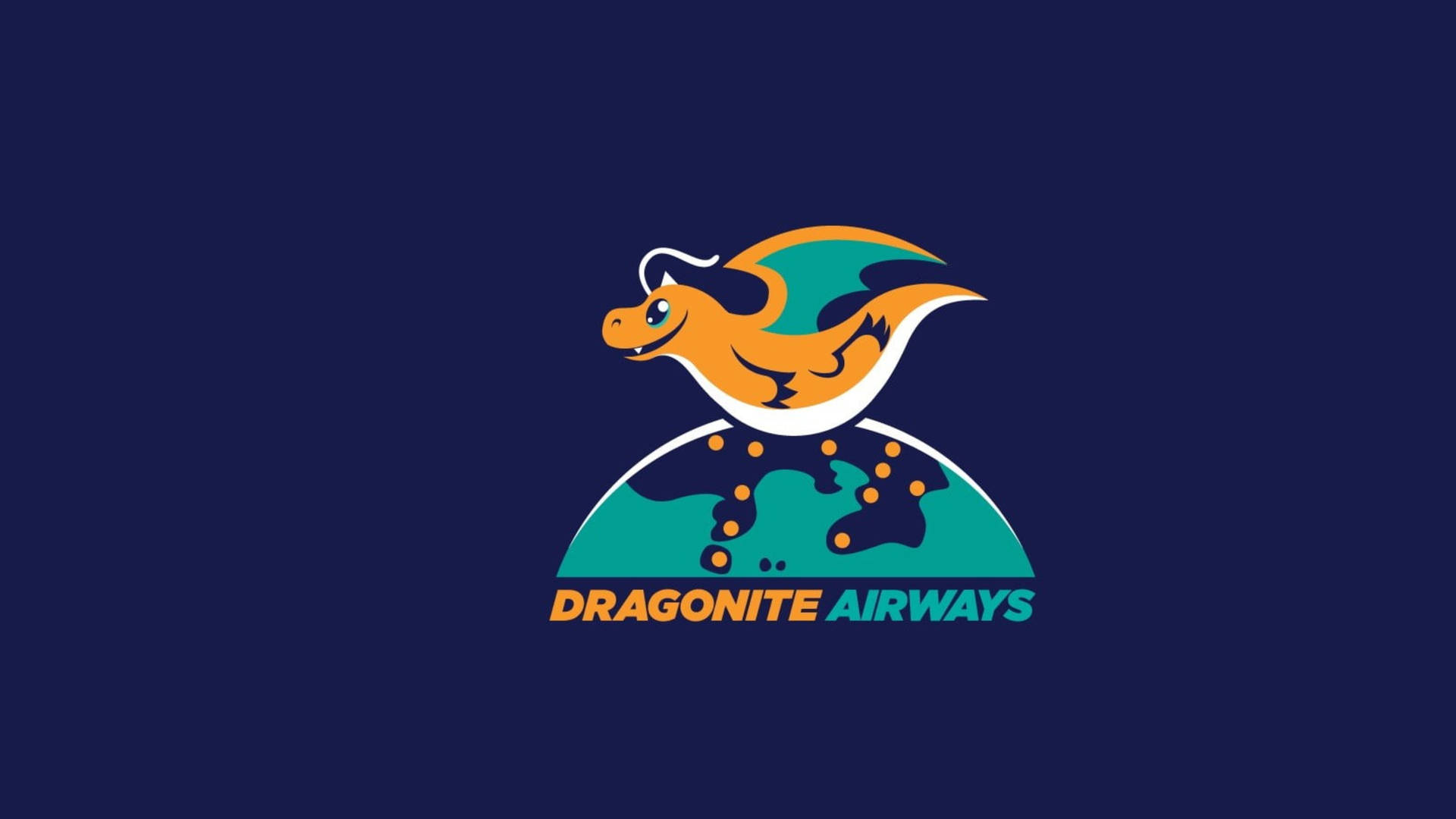 Dragonite Airways 標誌，展示一隻卡通龍飛越地球儀。