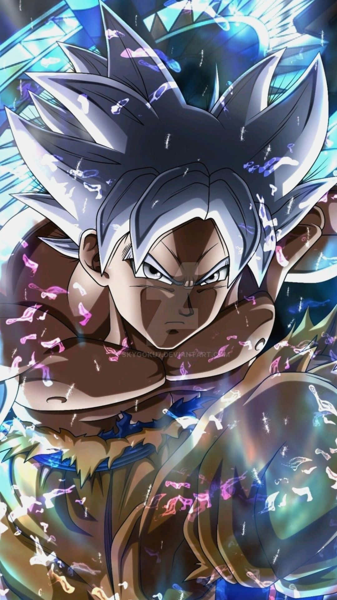 銀發動漫戰士與發光能量光環