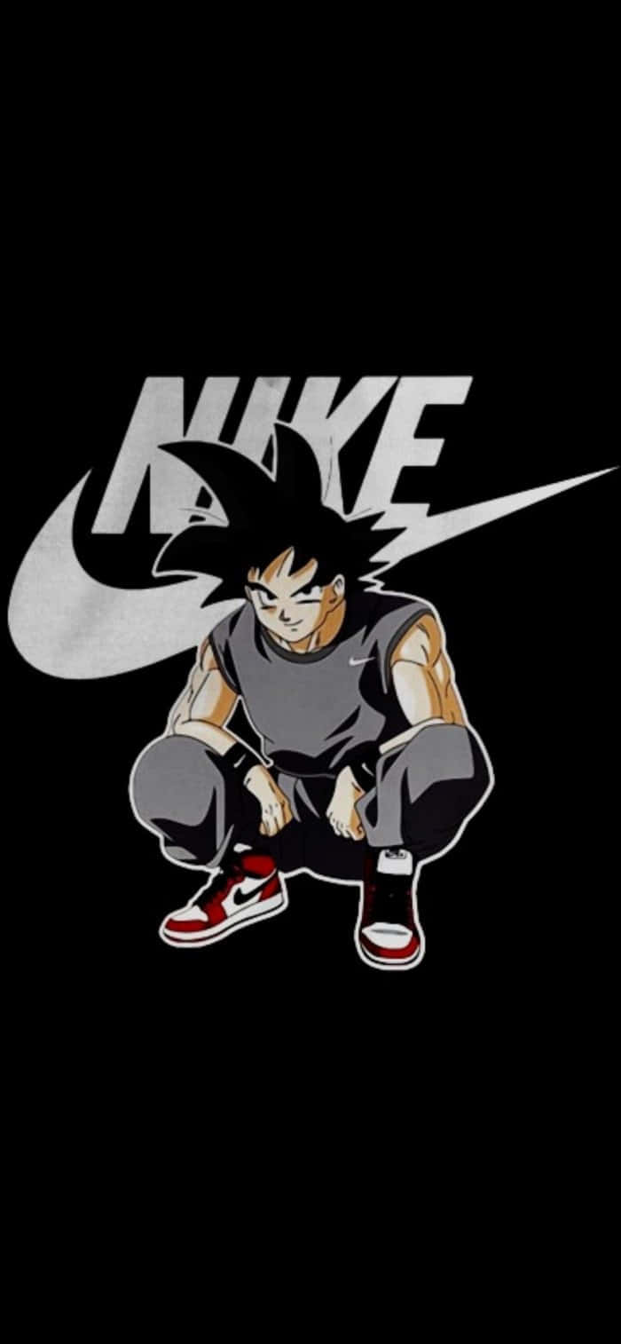 動畫戰士悟空穿著Nike運動鞋和裝備，背後有Nike標誌。