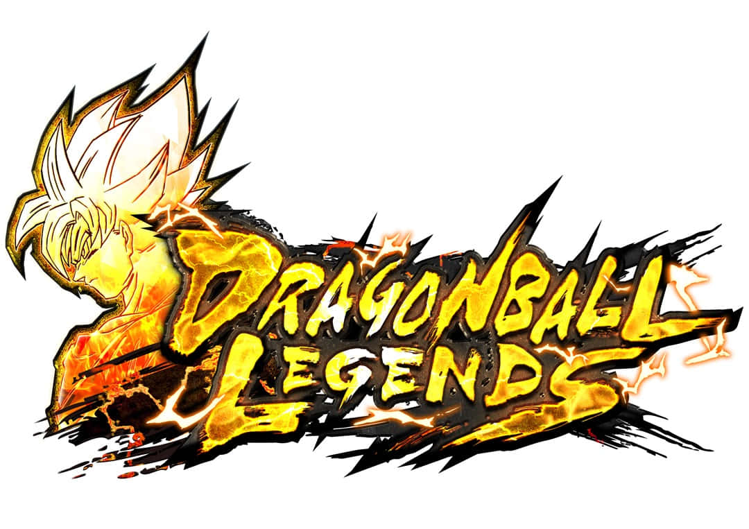 Dragon Ball Characters 桌布 壁紙 — 《龍珠傳奇》的火熱金色標誌，展示一位尖刺頭髮的戰士，帶有發光氣場和爆炸性字體。