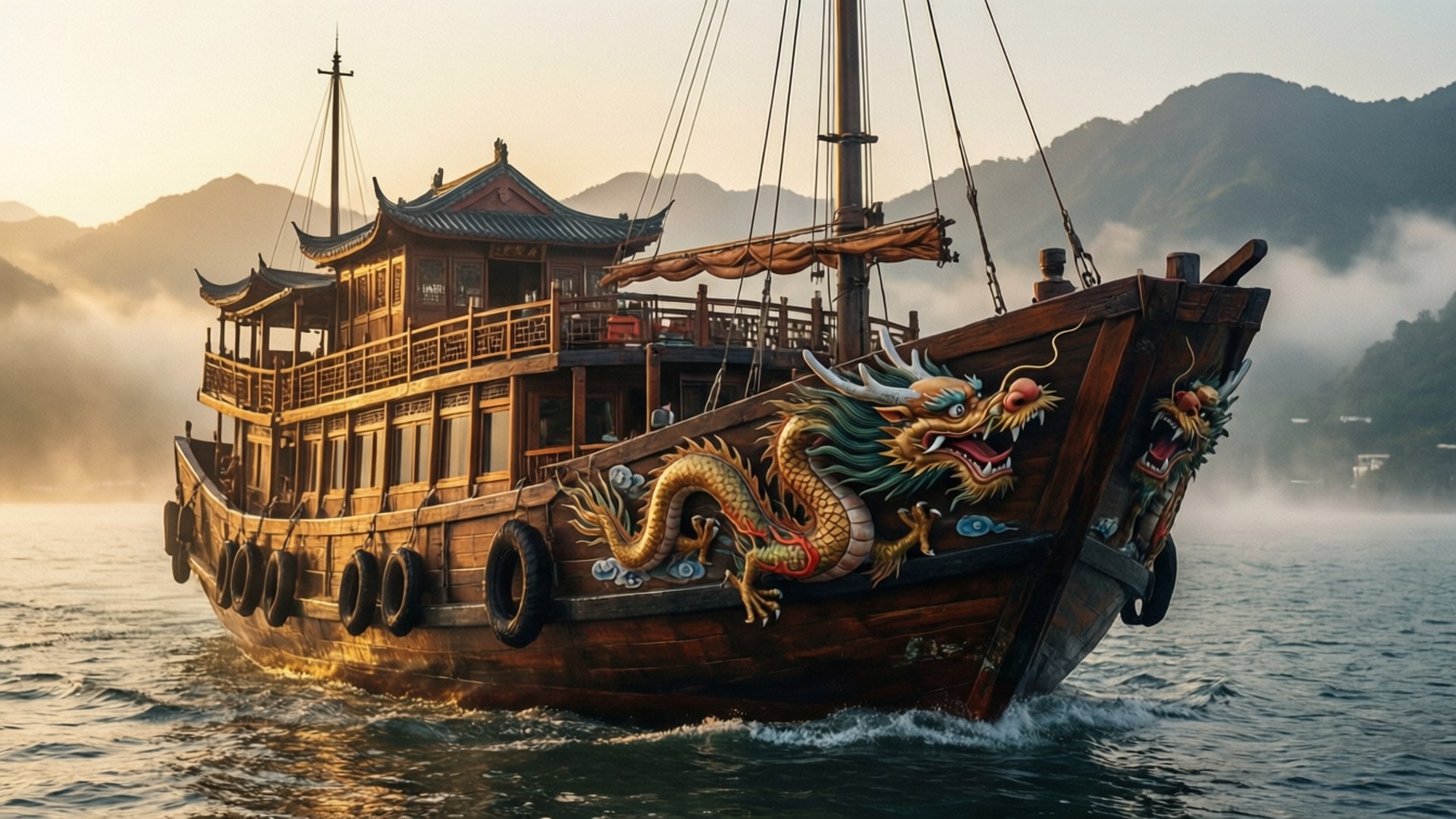 龍紋帆船之旅 壁紙