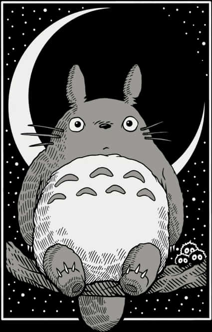 龍貓月光插畫 壁紙