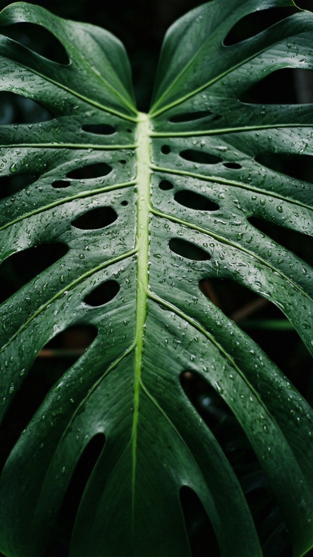 龜背竹雨滴 壁紙