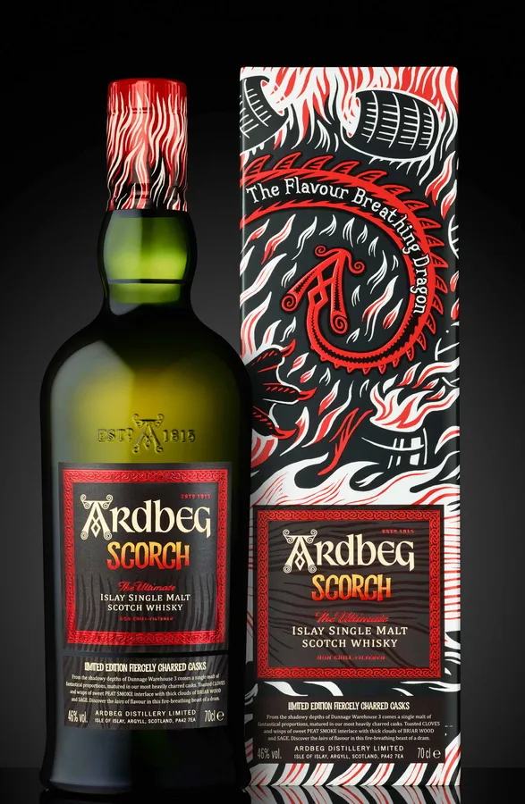 Ardbeg Scorch 威士忌酒瓶及龍紋禮盒