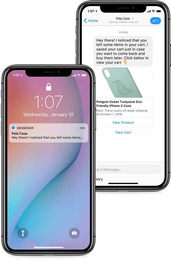 iPhone 12 展示通知與在線購物聊天