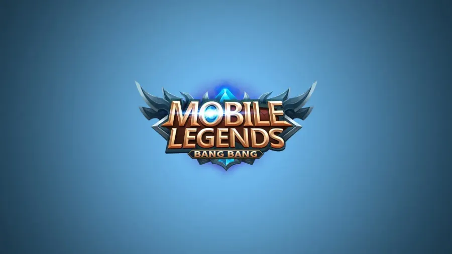 Mobile Legends Bang Bang 遊戲標誌,帶有發光的藍色和金色設計。