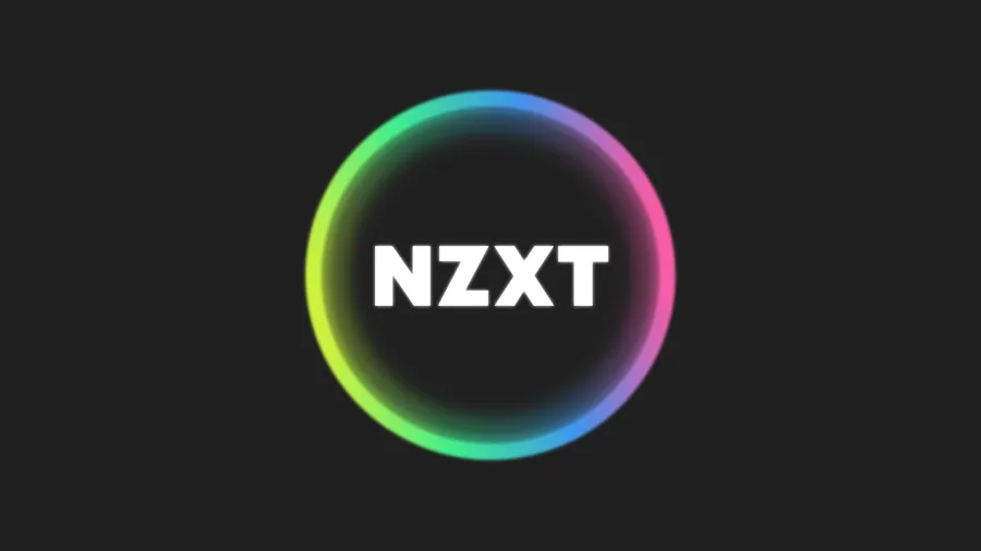 NZXT 標誌,帶有發光彩虹圓圈,黑色背景