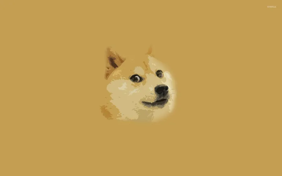 像素化柴犬狗臉在芥末黃色背景上