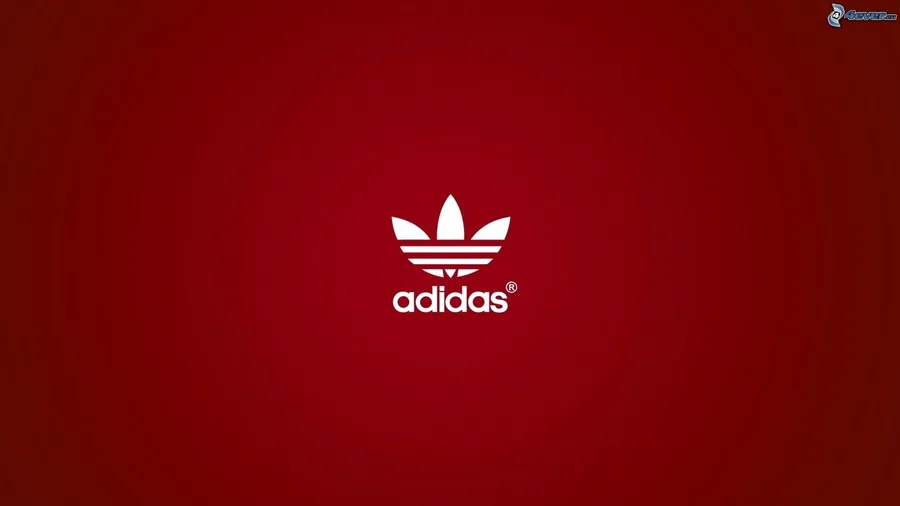 白色adidas標誌在紅色漸變背景上