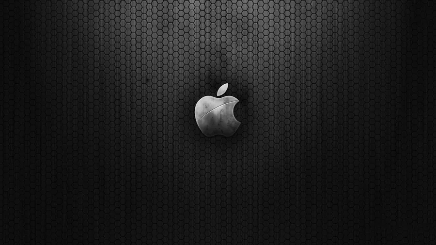深色六角形網格背景上的Apple標誌