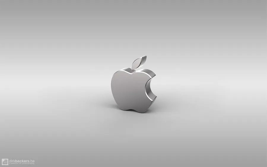 時尚銀色Apple標誌在漸變灰色背景上